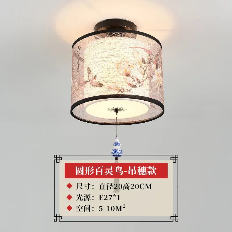ثريا سقف صينية من DecorBites™ Lotus، مصباح ممر بسيط، إضاءة LED للوحات