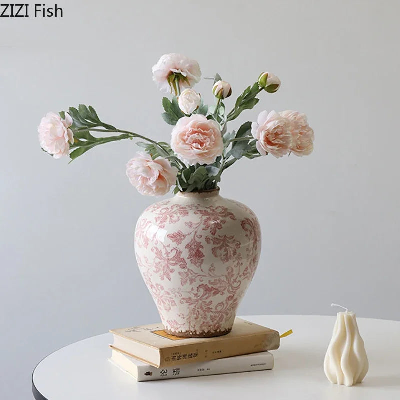 DecorBites™ Cracked Texture Blue & White Porcelain Vase, Table Decor, Flower Arrangement Aesthetic