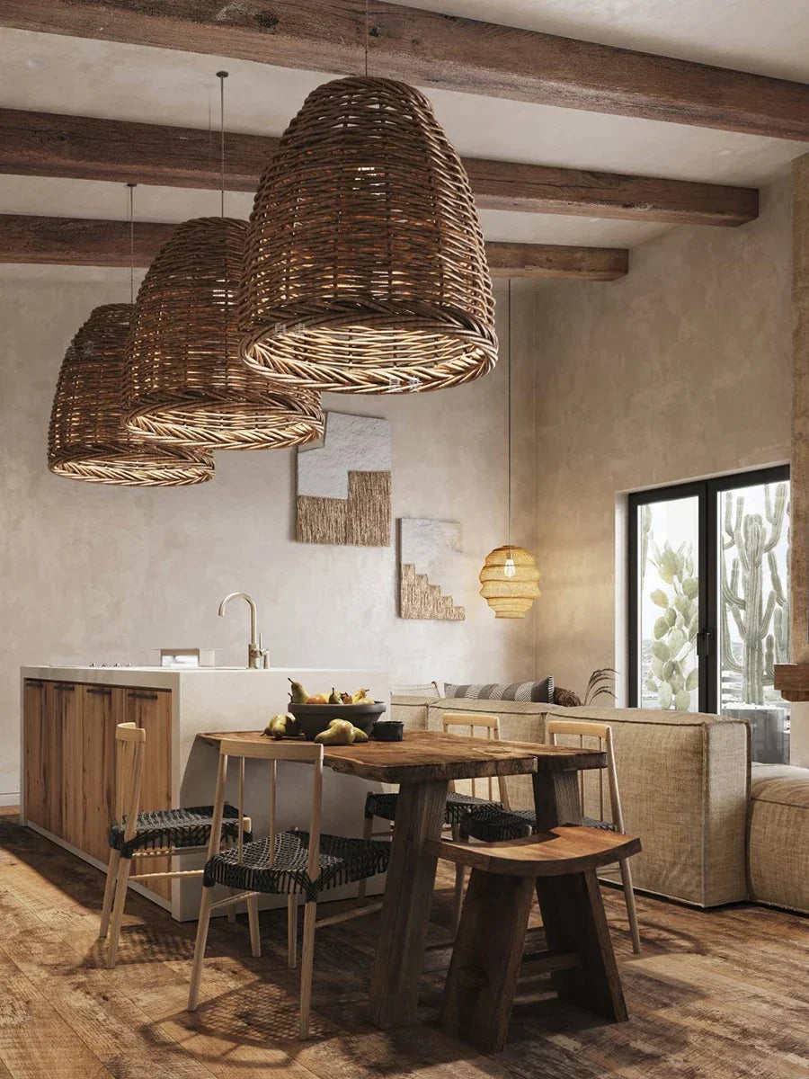 DecorBites™ Handmade Rattan Seaside Resort Pendant Lamp - Wabi Sabi Living Style