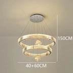Modern Crystal Ring Staircase Chandelier Pendant Light