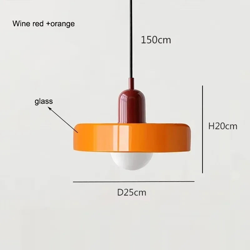 Nordic Vintage Orange Glass Pendant Light