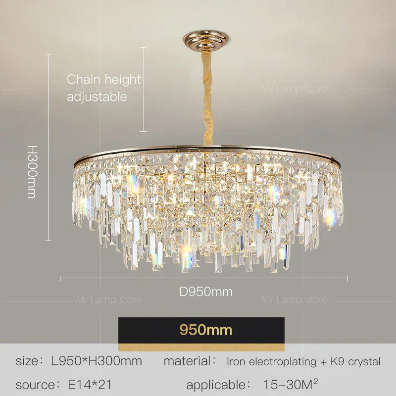 DecorBites™ Crystal LED Chandelier for Living Room, Dining & Bedroom - High-end Luxury Lighting