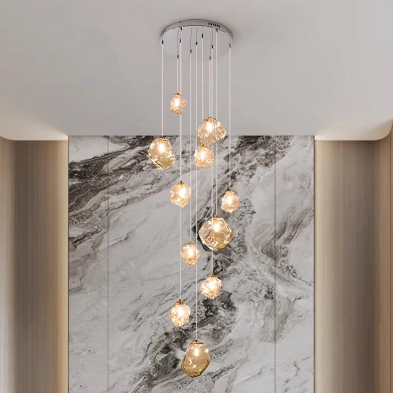 Modern Ring Pendant Chandelier in Iron, Acrylic, Glass