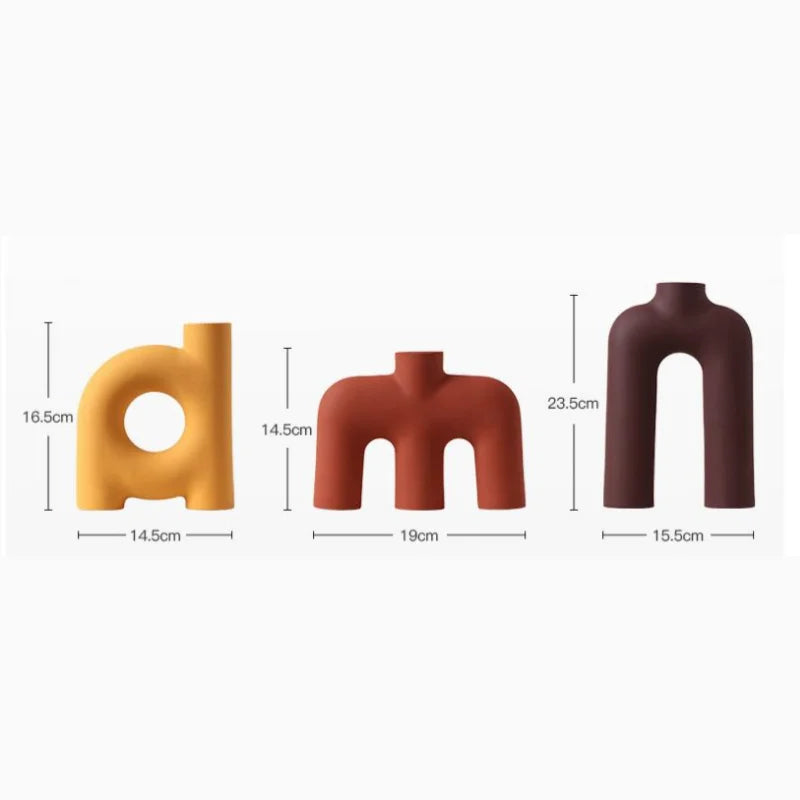 DecorBites™ Geometric Ceramic Vase: Hollowed-out Letters Flower Arrangement Home Decor