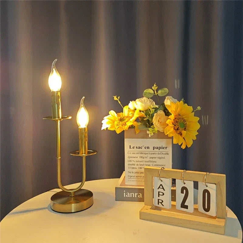 Lampadaire industriel rétro DecorBites™ avec bougie pour salon, chambre à coucher et bureau