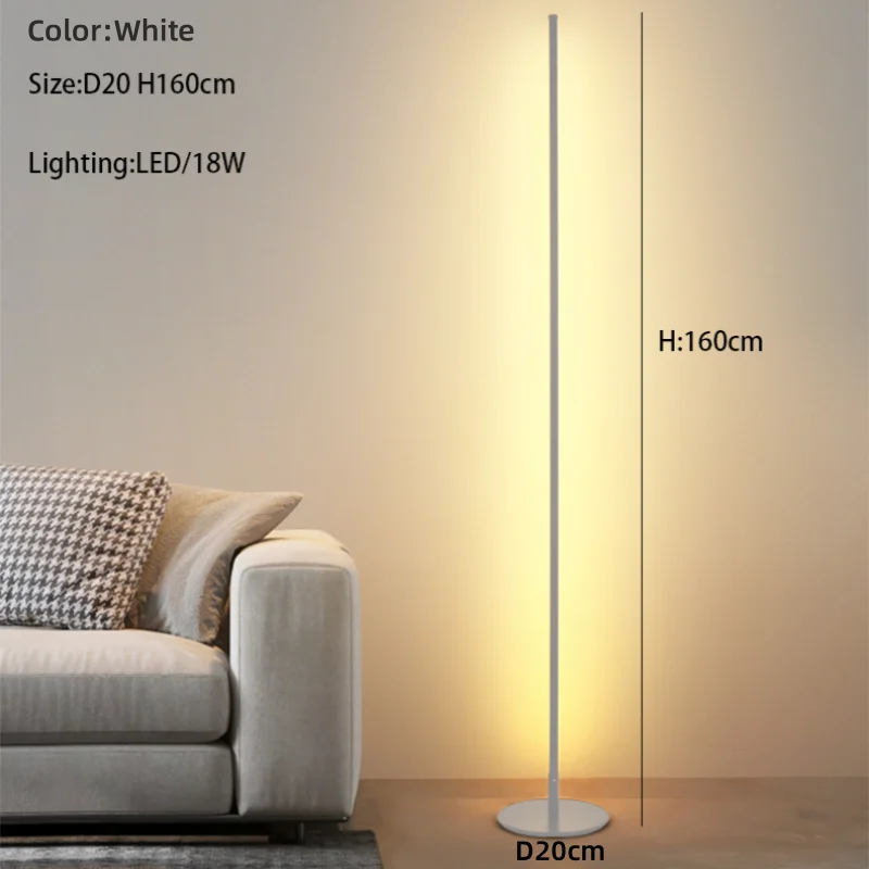مصباح أرضي LED ديكور بايتس™ بقوة 15 واط من الألمنيوم والحديد المطلي باللونين الأسود/الأبيض لإضاءة غرف المعيشة والنوم