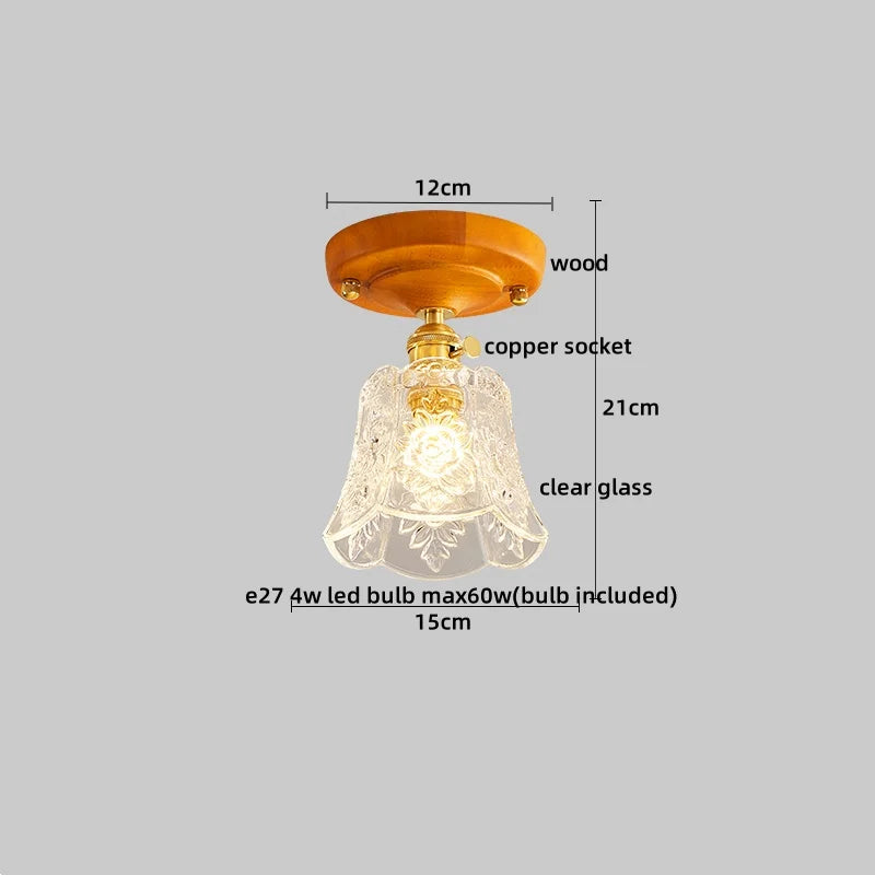 DecorBites™ Copper Wood LED Ceiling Lamp Modern Indoor Lighting Fixtures