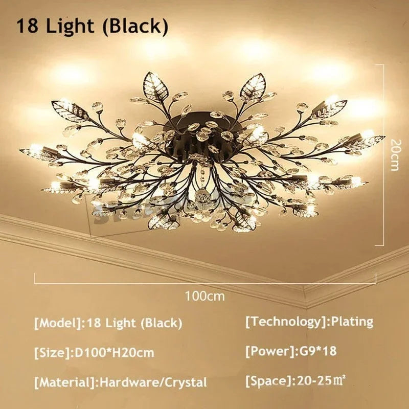 DecorBites™ Crystal Ceiling Chandelier LED Light Fixture for Living Room Bedroom Kitchen