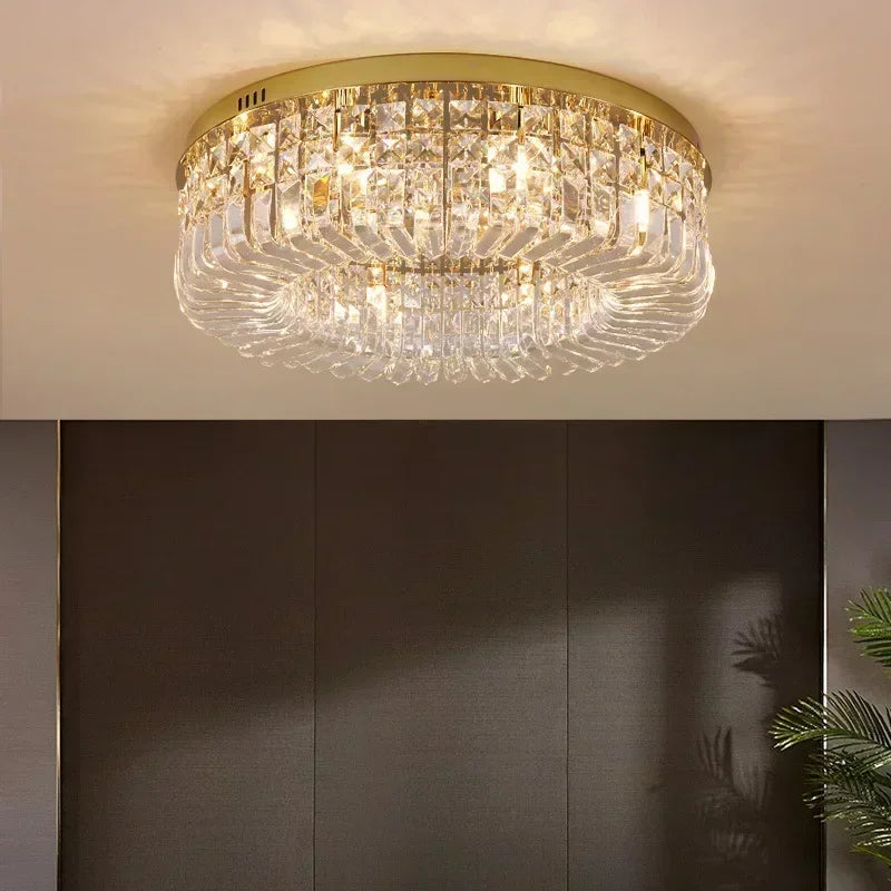 Lustre suspendu en cristal doré DecorBites™ pour éclairage de salle à manger moderne