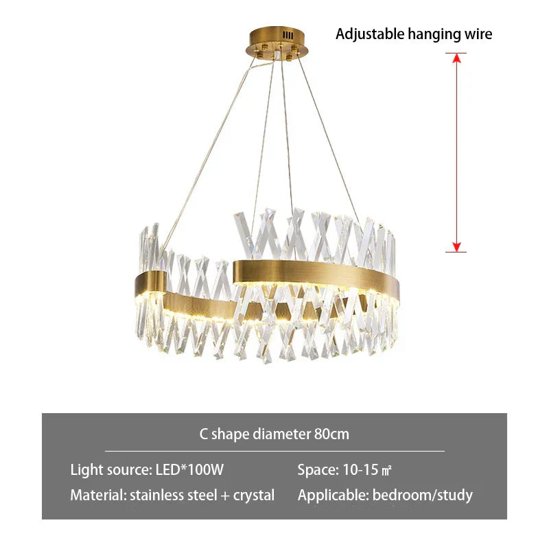 DecorBites™ Gold Metal S Shape Lustre LED Pendant Lamp for Luxe Living & Dining Spaces