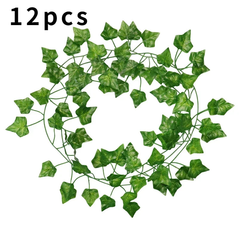 DecorBites™ 12 قطعة 2.2 متر من نبات اللبلاب الأخضر المتدلي للزينة على الحائط من النباتات الاصطناعية