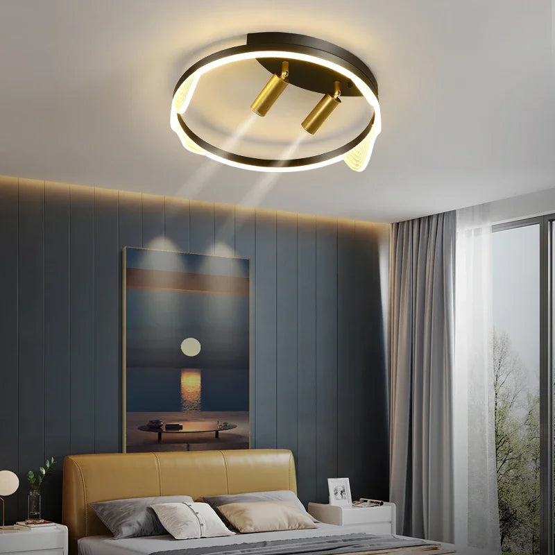 DecorBites™ مصابيح سقف LED ذهبية مع جهاز تحكم عن بعد، قابلة للتعتيم لغرفة المعيشة والمطبخ