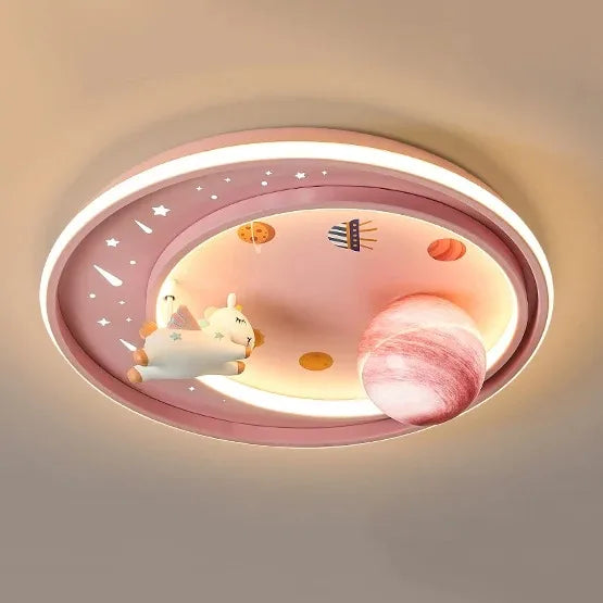 مصباح سقف DecorBites™ Kids Moon Astronaut LED للعناية بالعيون بتصميم كرتوني أزرق وردي