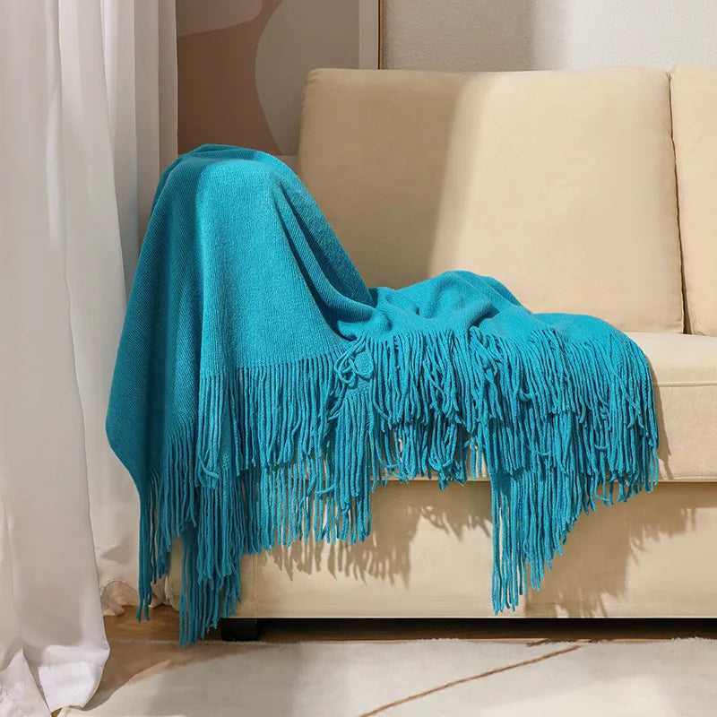 بطانية أريكة منسوجة Nordic DecorBites™ - فوطة نهاية سرير ناعمة من مزيج الصوف لديكور غرف نوم الفنادق