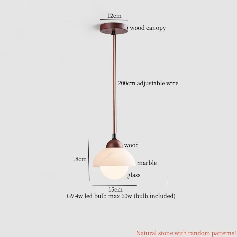 DecorBites™ Cream Marble LED Pendant Light: Modern Nordic Hanging Lamp for Living, Bedroom, Kitchen