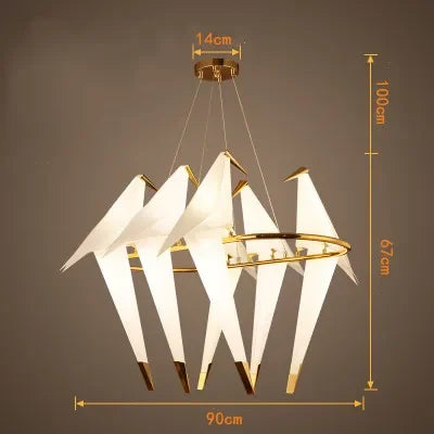 DecorBites™ Crane Chandelier Iron LED Light for Bedroom Dining Children's Room