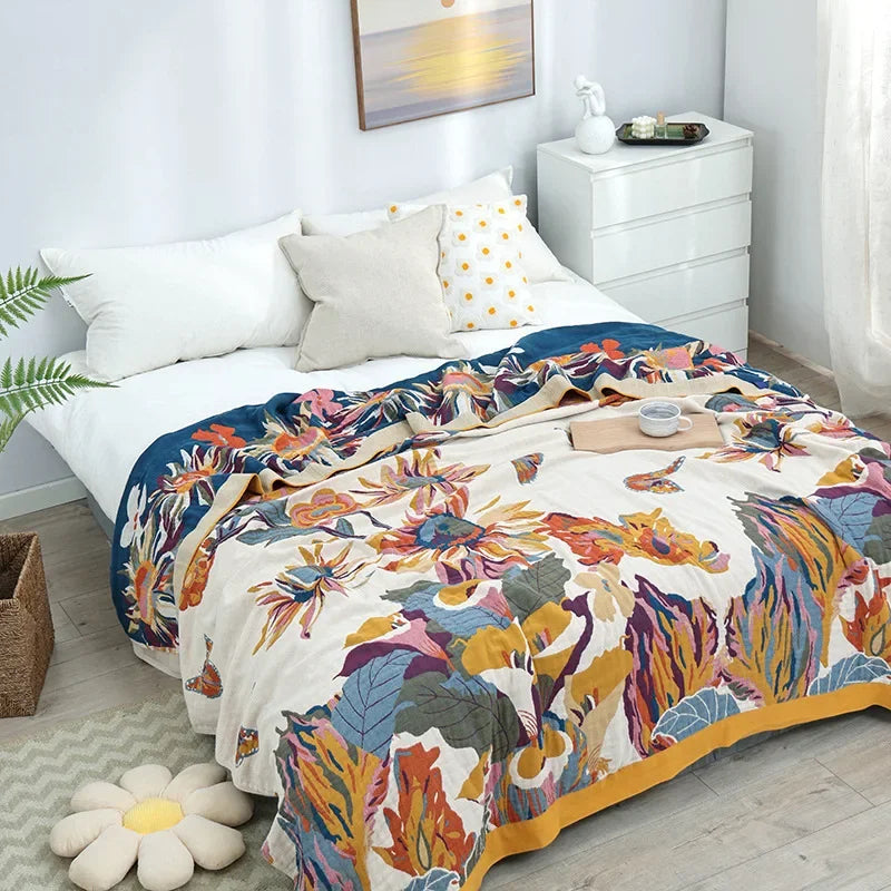 DecorBites™ Cotton Gauze Air-Conditioning Blanket - Luxury European Leisure Blanket
