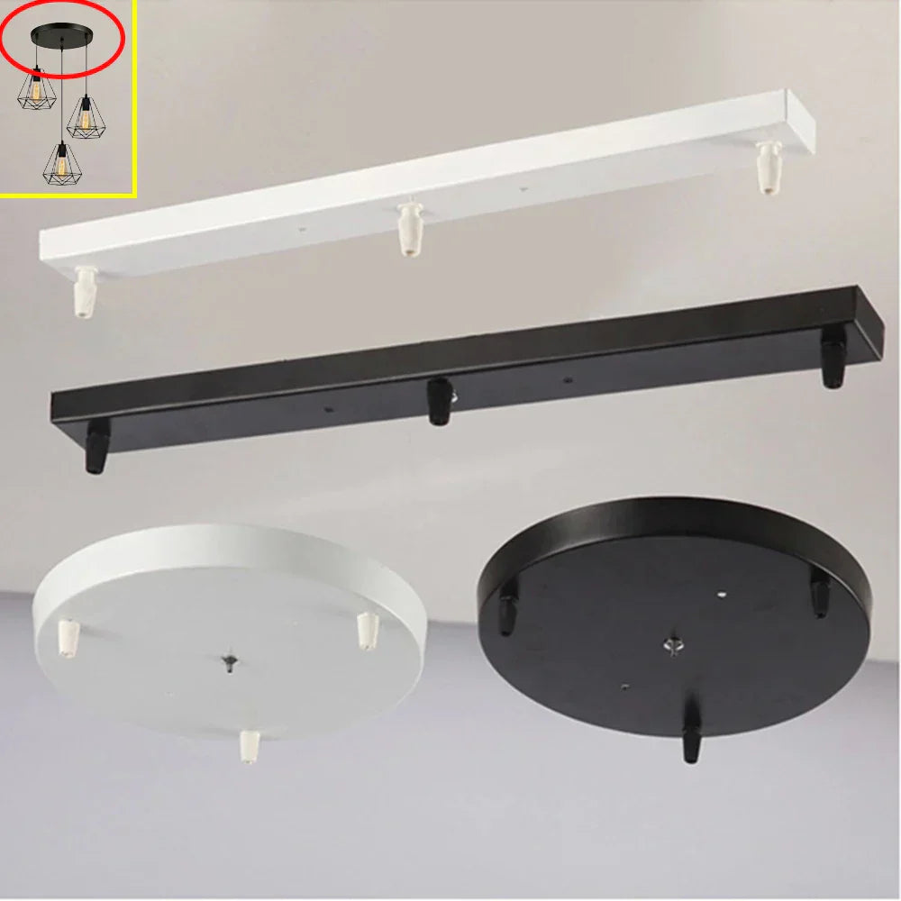 DecorBites™ Ceiling-Mounted Base Canopy Plate Chandelier Pendant Light 3 Heads Lighting