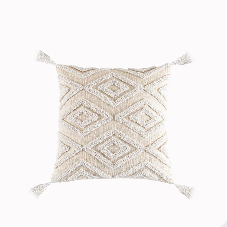 DecorBites™ Geometric Embroidery Cushion Cover with Tassel, Home Decor Pillowcase, Various Sizes