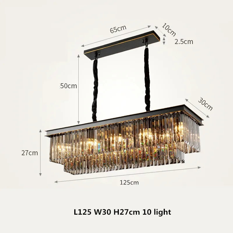 DecorBites™ مصابيح متدلية كريستالية ذهبية وسوداء معدنية، ثريات LED معلقة