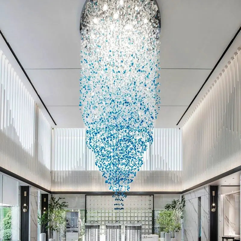 DecorBites™ ثريا كريستالية فاخرة: إضاءة LED حديثة للدرج والردهة بتصميم ممر طويل