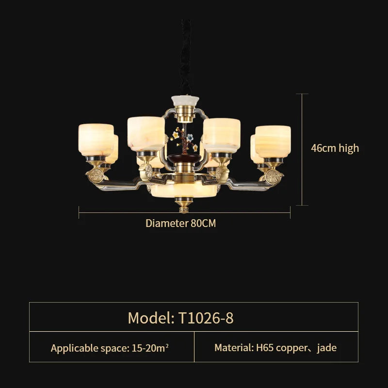 DecorBites™ Copper Jade Duplex Chandelier: Chinese Villa Hall Lighting for Hotel Lobby & Living Room