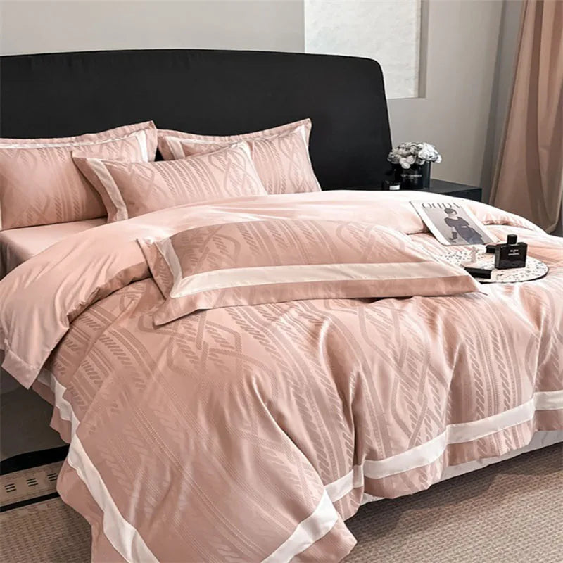 DecorBites™ Cotton Jacquard Duvet Cover Set for Queen Double Bed - High End & Cozy