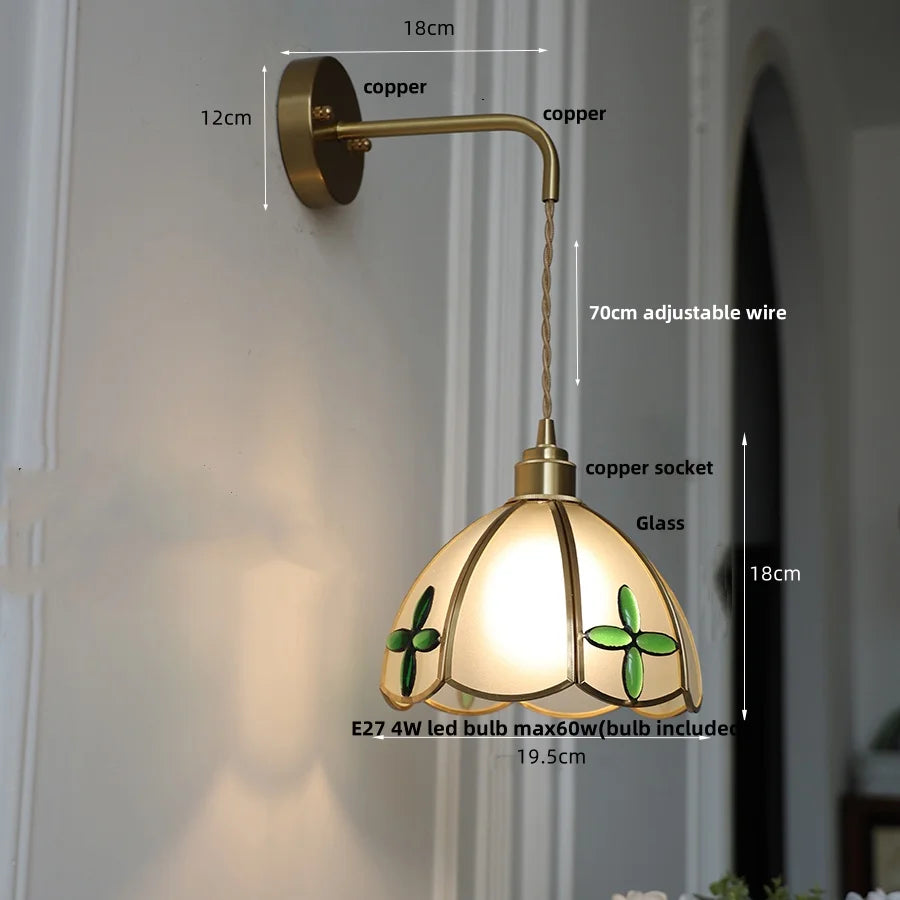 DecorBites™ Amber Glass LED Wall Light Modern Nordic Bedroom Reading Lamp