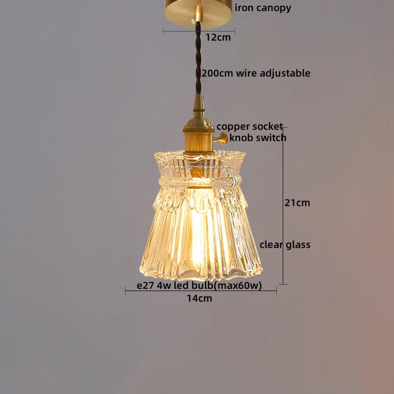 مصباح تعليق LED من DecorBites™ بتصميم ياباني، مصابيح تعليق زجاجية نحاسية