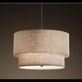 DecorBites™ Double Linen Fabric Pendant Light Drum Lamp - Scandinavian Style Dining Room Bedroom Restaurant