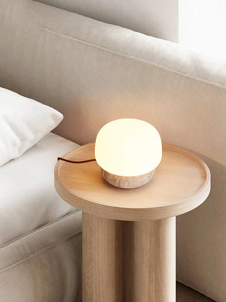 DecorBites™ Cream Mushroom Table Lamp - Soft Warm Light for Bedroom - Retro Stone Design