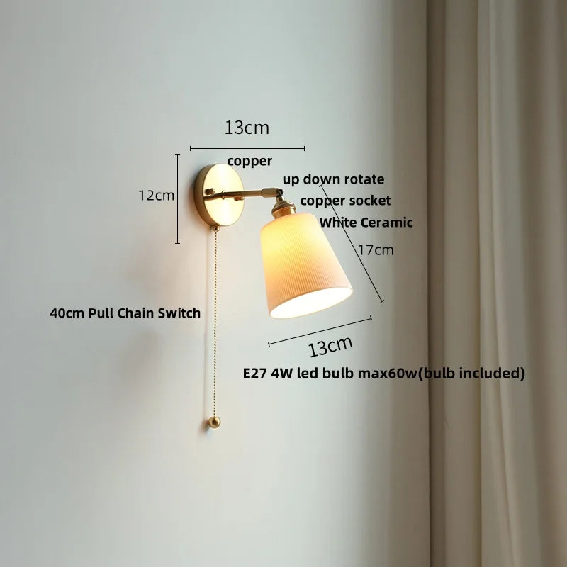 DecorBites™ Ceramic LED Wall Light with Pull Chain Switch, Nordic Modern Design
