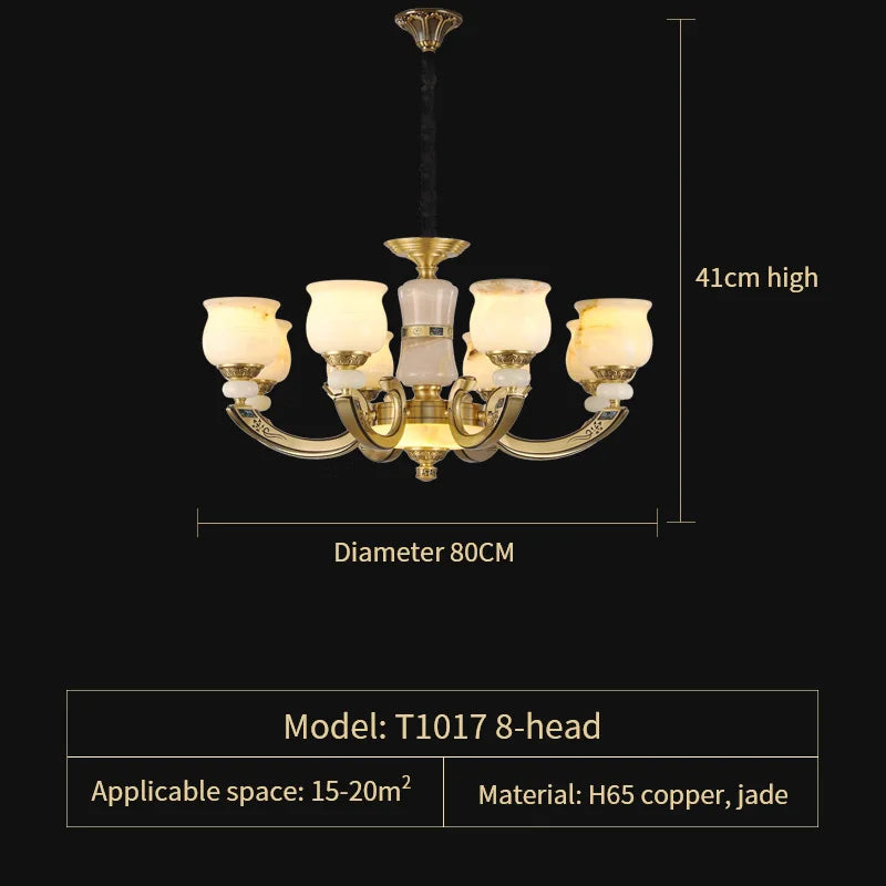 DecorBites™ Copper Jade Pendant Lamp: Modern Chinese Style Dining Room Decor for Villas
