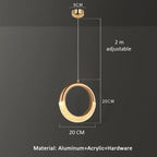 Modern Ring Pendant Light in Acrylic and Plated Metal