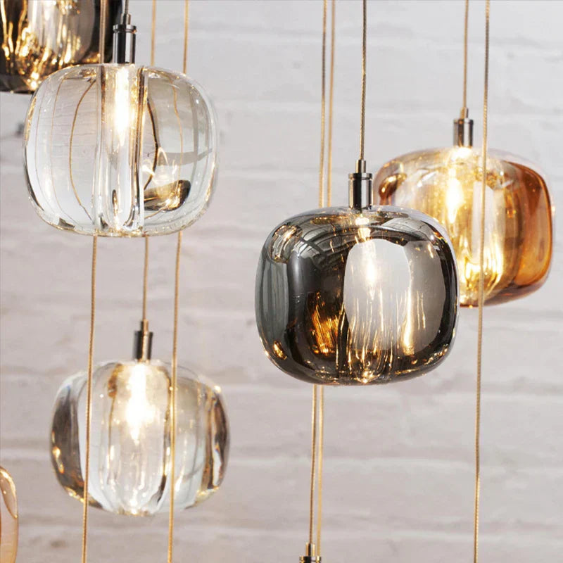DecorBites™ Crystal LED Chandelier: Modern Staircase Pendant Light for Stylish Home Decor