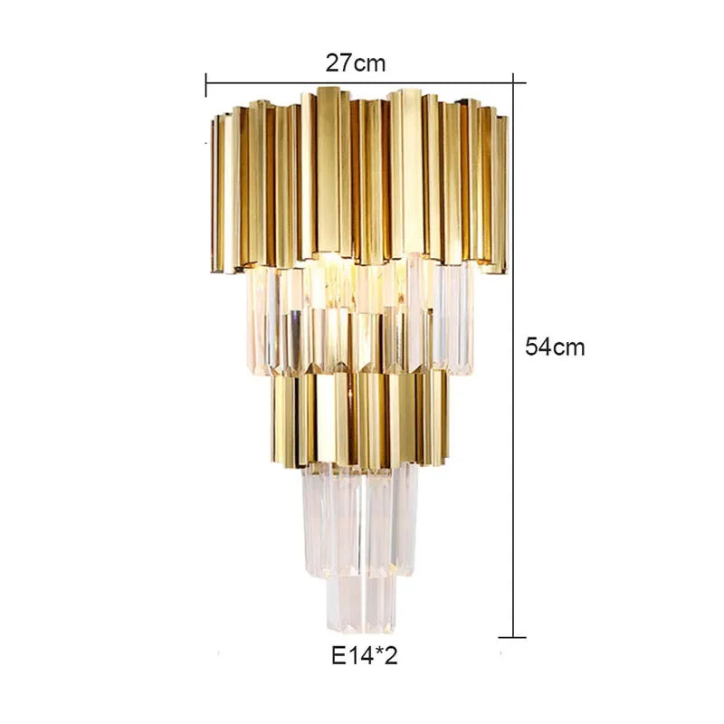 مصباح حائط DecorBites™ الذهبي الكريستالي مع إضاءة LED لتركيبات الإضاءة المنزلية