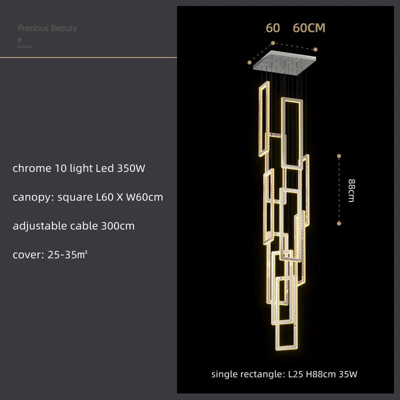 DecorBites™ Crystal LED Pendant Light Luxury Stairs Lustre Modern Lighting Fixture