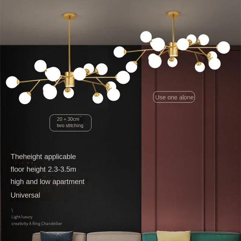 DecorBites™ Glass Ball Ceiling Chandelier for Bedroom Dining Living Room Lighting