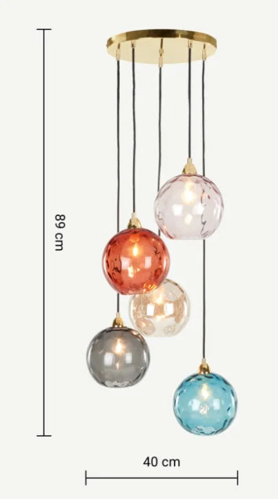 Nordic Water Grain Colored Glass Globe Pendant Light