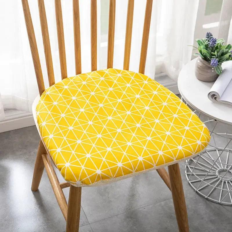 DecorBites™ Cotton Hemp Dining Chair Cushion - Nordic Print, Non-Slip, Comfortable Office & Living Decor