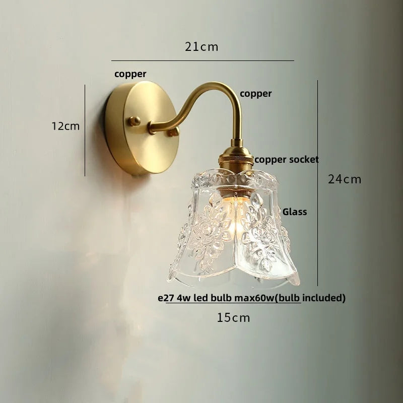 DecorBites™ Clear Glass LED Wall Sconce Pull Chain Switch Modern Stair Light