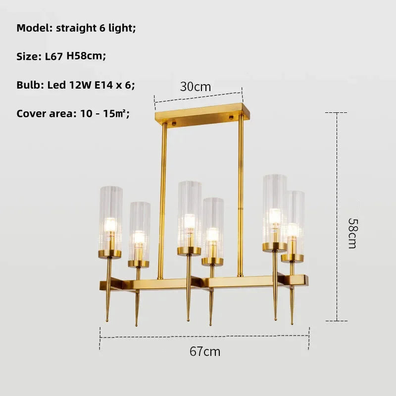 DecorBites™ Gold Metal Glass LED Pendant Lights Chain Hanging Lamp