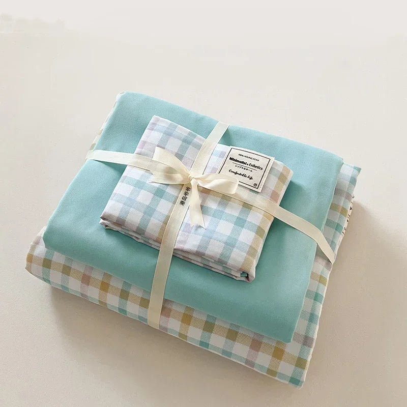 Parure de lit DecorBites™ à imprimé quadrillé japonais en coton lavé pour le confort estival