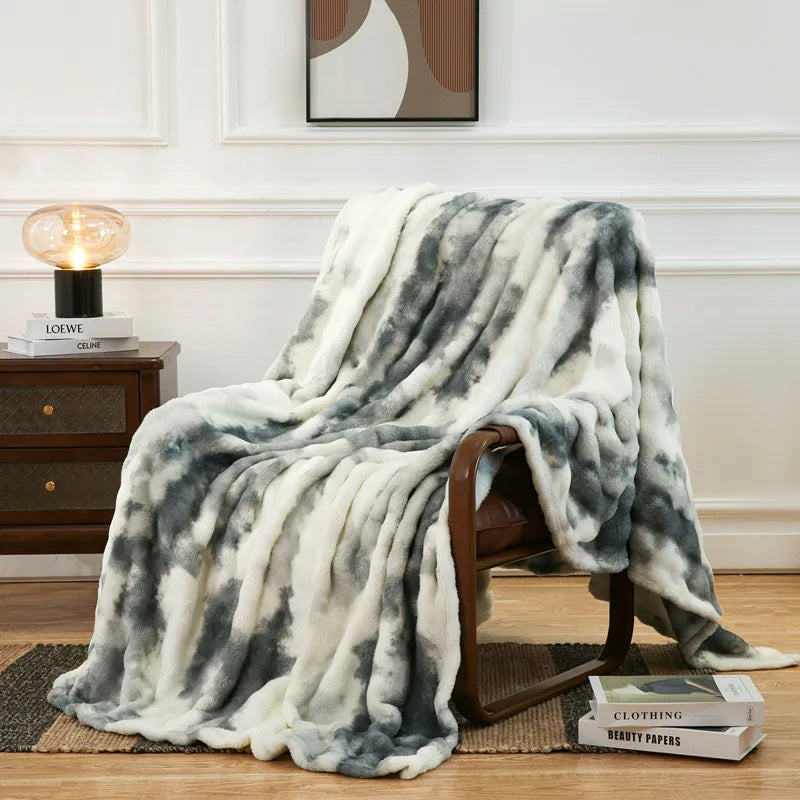 DecorBites™ Fuzzy Faux Fur Blanket - Cozy & Soft Reversible Throw for Sofa and Bed