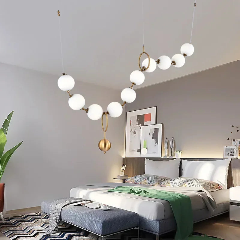 DecorBites™ ثريا قلادة ذهبية، إضاءة سقف فاخرة للدرج وغرفة الطعام