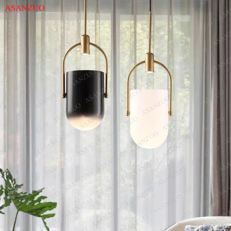 مصباح قلادة زجاجي متدرج من DecorBites™: إضاءة معلقة عصرية على الطراز الاسكندنافي لغرف النوم والمعيشة وتناول الطعام