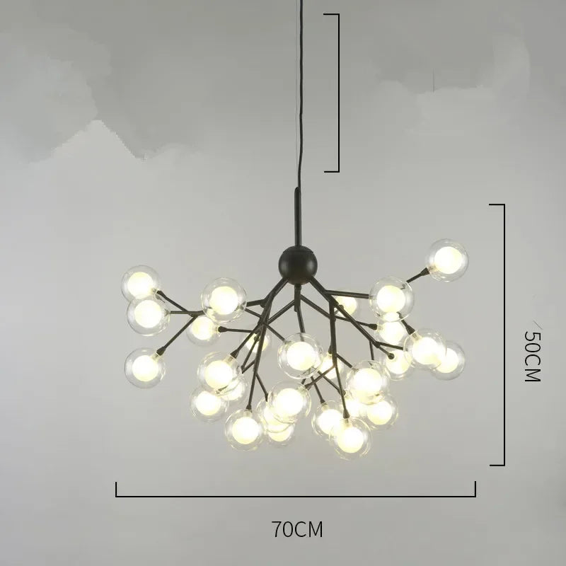 DecorBites™ Heracleum Firefly Glass Round Ball Chandelier - Luxury Staircase Dining Room Lighting