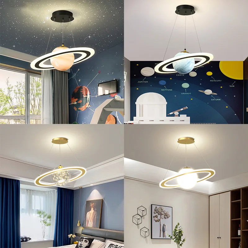 DecorBites™ مصباح قلادة كوكبي LED أكريليك: ثريات نجوم لغرفة الأطفال وغرفة المعيشة وغرفة النوم