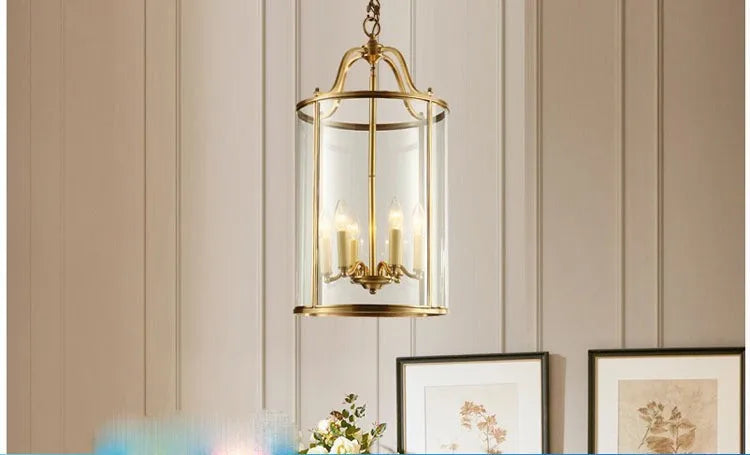Vintage Copper Birdcage Glass Pendant Light