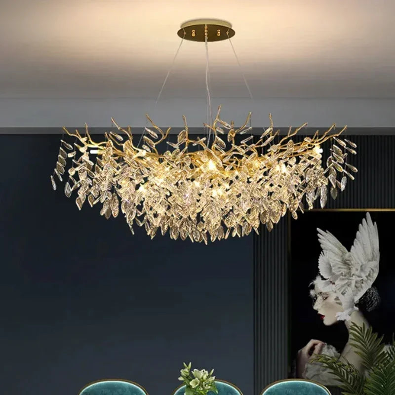 DecorBites™ Golden Branch Ceiling Chandelier with LED Crystal Lights